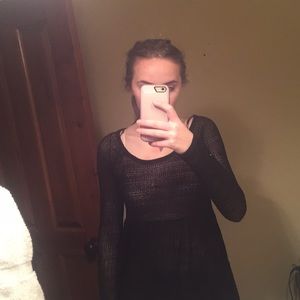 Black lace peplum top